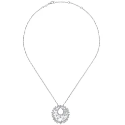 Outlet Gabriel & Co. 18K White Gold Waterfall Swirl Diamond Pendant Necklace