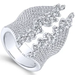Best Gabriel & Co. 18K White Gold Wide Band Open Diamond Statement Ring