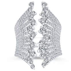 Best Gabriel & Co. 18K White Gold Wide Band Open Diamond Statement Ring