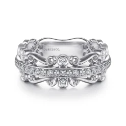 Online Gabriel & Co. 14K White Gold Wide Diamond Anniversary Band - 0.2 ct