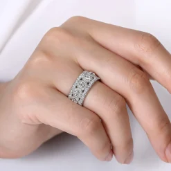 Sale Gabriel & Co. 14K White Gold Wide Diamond Anniversary Band - 1.9 ct