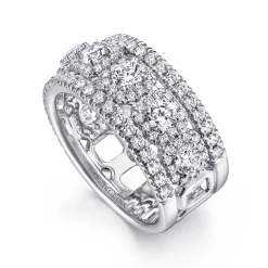Sale Gabriel & Co. 14K White Gold Wide Diamond Anniversary Band - 1.9 ct