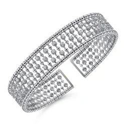 Clearance Gabriel & Co. 14K White Gold Wide Diamond Cage Cuff Bracelet