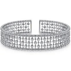 Clearance Gabriel & Co. 14K White Gold Wide Diamond Cage Cuff Bracelet