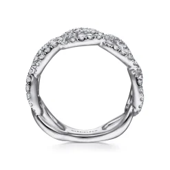Clearance Gabriel & Co. 14K White Gold Wide Diamond Open Link Ring