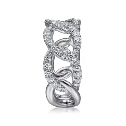 Clearance Gabriel & Co. 14K White Gold Wide Diamond Open Link Ring