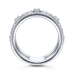 Clearance Gabriel & Co. 14K White Gold Wide Five Row Diamond Station Ring
