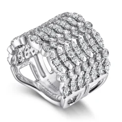 Hot Gabriel & Co. 18K White Gold Wide Multi Row Diamond Ring