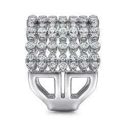 Hot Gabriel & Co. 18K White Gold Wide Multi Row Diamond Ring