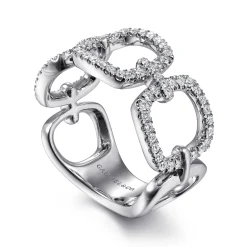 Gabriel & Co. 14K White Gold Wide Open Diamond Square Ring