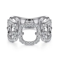 Gabriel & Co. 14K White Gold Wide Open Diamond Square Ring