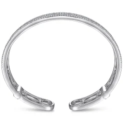 Sale Gabriel & Co. 14K White Gold Wide Zig Zag Diamond Cuff Bracelet