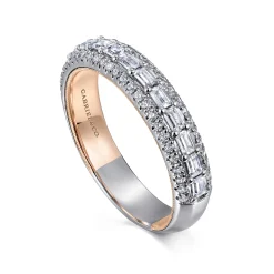 Gabriel & Co. 14K White-Rose Gold Baguette and Round Diamond Anniversary Band - 0.55 ct