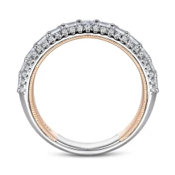 Gabriel & Co. 14K White-Rose Gold Baguette and Round Diamond Anniversary Band - 0.55 ct