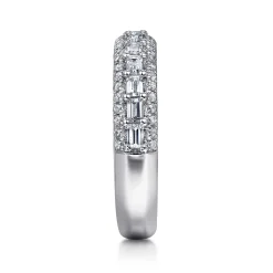 Gabriel & Co. 14K White-Rose Gold Baguette and Round Diamond Anniversary Band - 0.55 ct