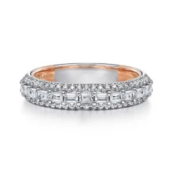 Gabriel & Co. 14K White-Rose Gold Baguette and Round Diamond Anniversary Band - 0.55 ct