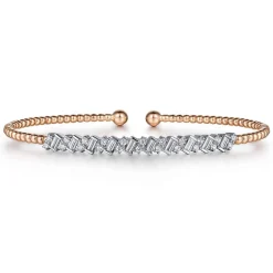 Online Gabriel & Co. 14K White-Rose Gold Bujukan Baguette Diamond Cuff Bracelet