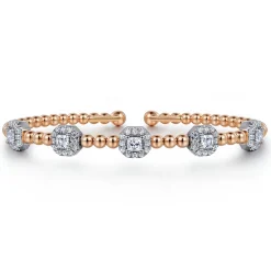 Gabriel & Co. 14K White-Rose Gold Bujukan Bangle With Diamond Stations
