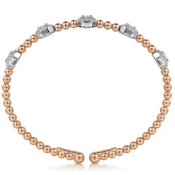 Gabriel & Co. 14K White-Rose Gold Bujukan Bangle With Diamond Stations