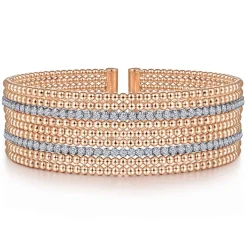 Sale Gabriel & Co. 14K White-Rose Gold Bujukan Bead Cuff Bracelet with Diamond Channels