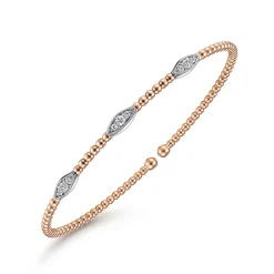 Gabriel & Co. 14K White-Rose Gold Bujukan Diamond Marquise Stations Bangle