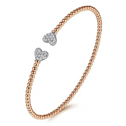 Clearance Gabriel & Co. 14K White-Rose Gold Bujukan Diamond Hearts Split Bangle