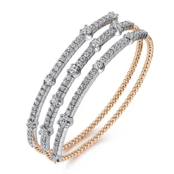 Clearance Gabriel & Co. 14K White Rose Gold Bujukan Diamond Bangle
