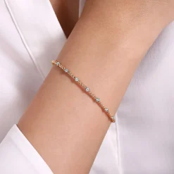 Gabriel & Co. 14K White-Rose Gold Bujukan Diamond Stations Bangle