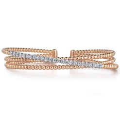 Best Gabriel & Co. 14K White-Rose Gold Bujukan Diamond Criss Cross Bangle