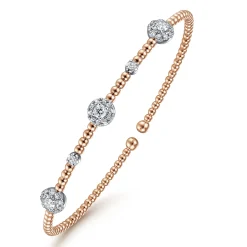Outlet Gabriel & Co. 14K White-Rose Gold Bujukan Diamond Cluster Stations Bangle