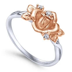 Online Gabriel & Co. 14K White-Rose Gold Classic Floral Twisted Diamond Ring