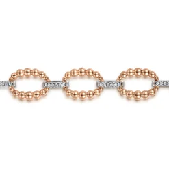 Gabriel & Co. 14K White-Rose Gold Diamond Bujukan Link Tennis Bracelet