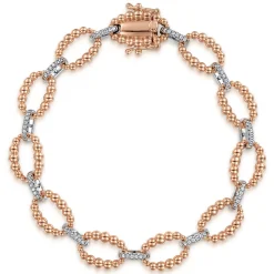 Gabriel & Co. 14K White-Rose Gold Diamond Bujukan Link Tennis Bracelet