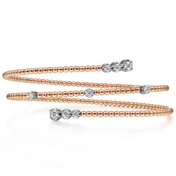 Clearance Gabriel & Co. 14K White-Rose Gold Diamond Wrap Bangle