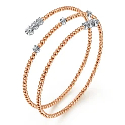 Clearance Gabriel & Co. 14K White-Rose Gold Diamond Wrap Bangle