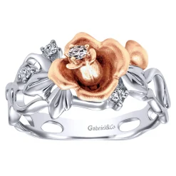 Online Gabriel & Co. 14K White-Rose Gold Floral Cluster Ring with Diamond Accents