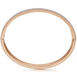 Best Gabriel & Co. 14K White-Rose Gold Hinged Diamond Bangle