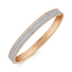Best Gabriel & Co. 14K White-Rose Gold Hinged Diamond Bangle