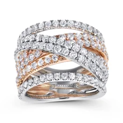 Sale Gabriel & Co. 18K White-Rose Gold Layered Wide Band Diamond Ring