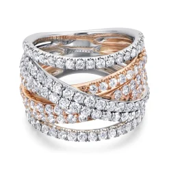 Sale Gabriel & Co. 18K White-Rose Gold Layered Wide Band Diamond Ring
