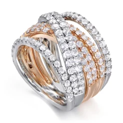 Sale Gabriel & Co. 18K White-Rose Gold Layered Wide Band Diamond Ring