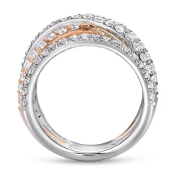 Sale Gabriel & Co. 18K White-Rose Gold Layered Wide Band Diamond Ring