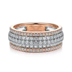 Online Gabriel & Co. 14K White-Rose Gold Pave Diamond Wide Band Ring