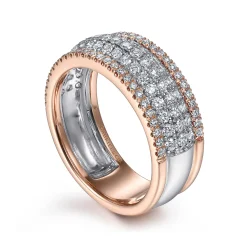 Online Gabriel & Co. 14K White-Rose Gold Pave Diamond Wide Band Ring