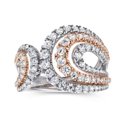 Clearance Gabriel & Co. 18K White Rose Gold Split Shank Diamond Wide Band Ring