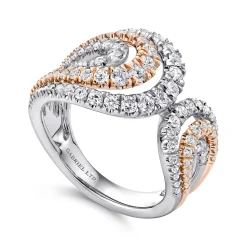 Clearance Gabriel & Co. 18K White Rose Gold Split Shank Diamond Wide Band Ring