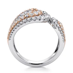 Clearance Gabriel & Co. 18K White Rose Gold Split Shank Diamond Wide Band Ring
