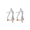 Best Gabriel & Co. 18K White-Rose Gold Triple Teardrop Diamond Huggies