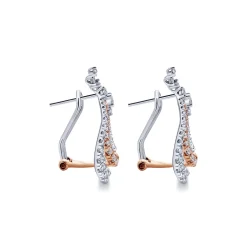 Best Gabriel & Co. 18K White-Rose Gold Triple Teardrop Diamond Huggies