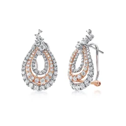 Best Gabriel & Co. 18K White-Rose Gold Triple Teardrop Diamond Huggies